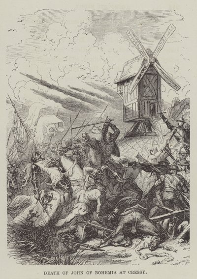 Muerte de Juan de Bohemia en Cressy (grabado) de English School