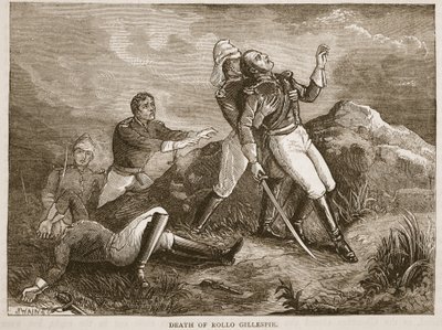 Muerte de Rollo Gillespie, ilustración de Cassells Illustrated History of India de James Grant, pub. 1879 de English School