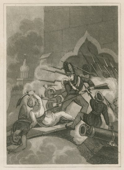 Muerte de Tippoo Sahib en el asedio de Seringapatam, India, 1799 de English School