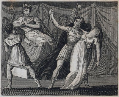 Muerte de Verginia, Roma, 449 a.C. (grabado) de English School