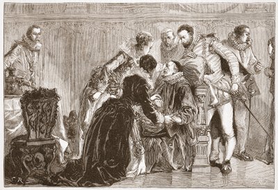 Muerte de Guillermo el Silencioso, Príncipe de Orange, ilustración de "The History of Protestantism" de James Aitken Wylie (1808-1890), pub. 1878 (grabado) de English School