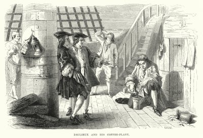 Declieux y su Planta de Café (grabado) de English School