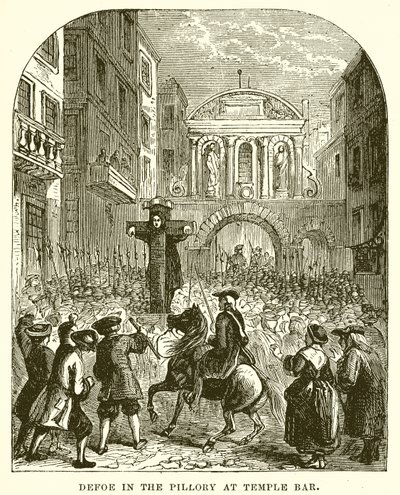 Defoe en el pilar en Temple Bar de English School