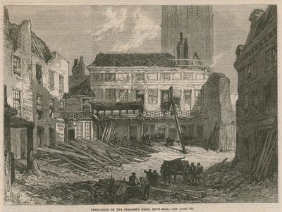 Demolición de la Cabeza de los Sarracenos, Snow Hill, Londres de English School
