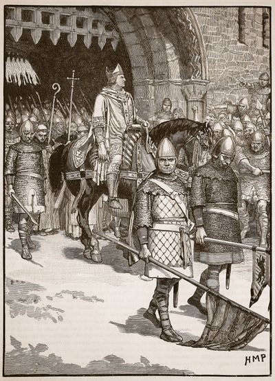 Salida del obispo Odo de Rochester, ilustración de Cassells Illustrated History of England de English School