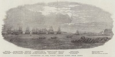 Salida de la Flota Francesa del Océano desde Brest (grabado) de English School