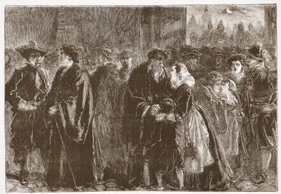 Salida de los ministros desterrados de Kuttenberg, ilustración de La Historia del Protestantismo de James Aitken Wylie (1808-1890), pub. 1878 de English School