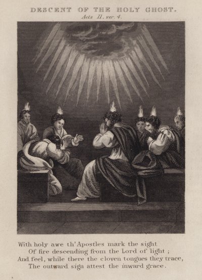 Descenso del Espíritu Santo, Hechos II, versículo 4 (grabado) de English School