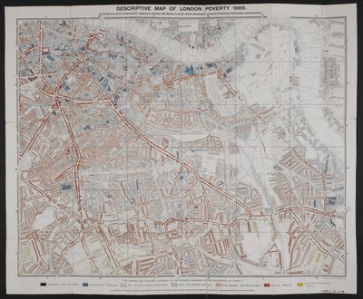 Mapa descriptivo de la pobreza en Londres, por Charles Booth de English School