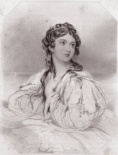 Desdémona, de la obra Otelo, "Galería de las Mujeres de Shakespeare" de English School
