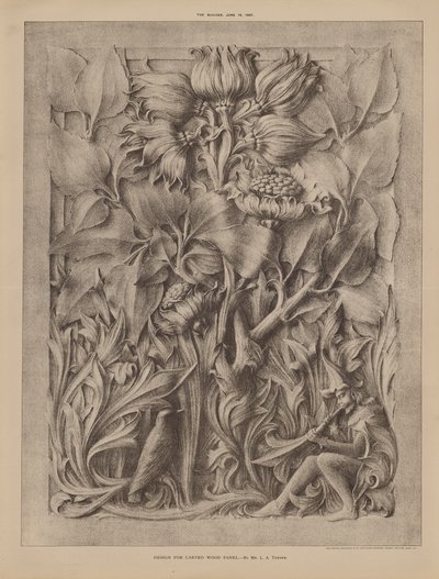 Diseño para panel de madera tallada (grabado) de English School
