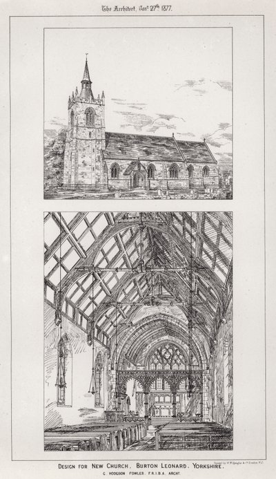 Diseño para la nueva iglesia, Burton Leonard, Yorkshire de English School