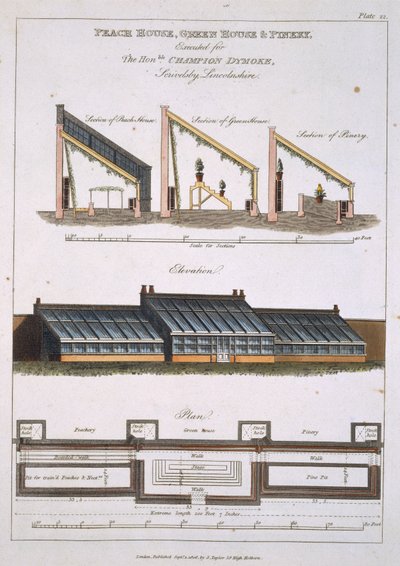 Diseño para Casa de Duraznos, Invernadero y Piñera, 1806 de English School