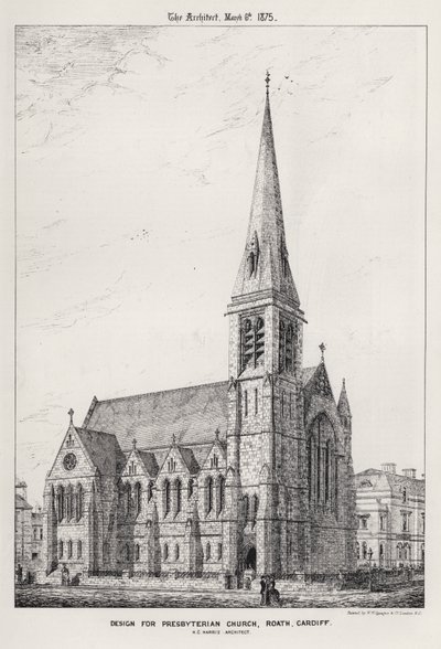 Diseño para la Iglesia Presbiteriana, Roath, Cardiff (grabado) de English School