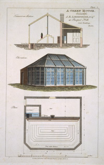 Diseño para un Invernadero ejecutado para J. E Liebenrood en Prospect Hill de English School