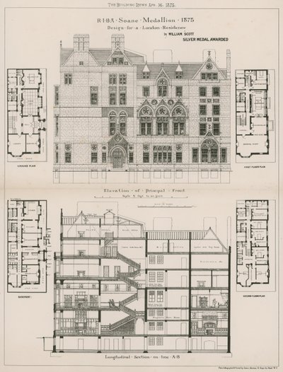 Diseño para una residencia en Londres por William Scott de English School