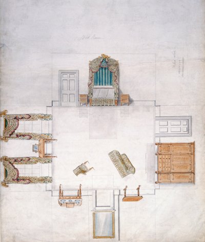 Diseño para un dormitorio, por Gillow & Company de English School