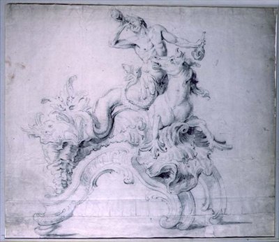 Diseño para un morillo de bronce dorado, diseñado por Lambert-Sigisbert Adam de English School