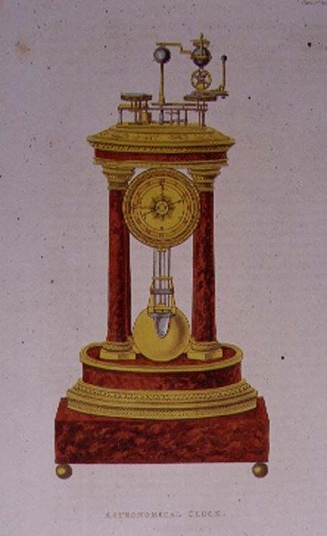 Diseño para un reloj astronómico, lámina 139 de Ackermann