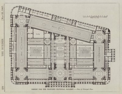 Diseño para la Propuesta Galería Nacional, Plano de Planta Principal (grabado) de English School