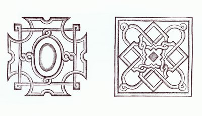 Diseños para un jardín de nudos, de The Country Housewifes Garden, por William Lawson, publicado en 1638 de English School