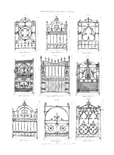 Diseños para puertas de hierro fundido, de Macfarlanes Castings de English School