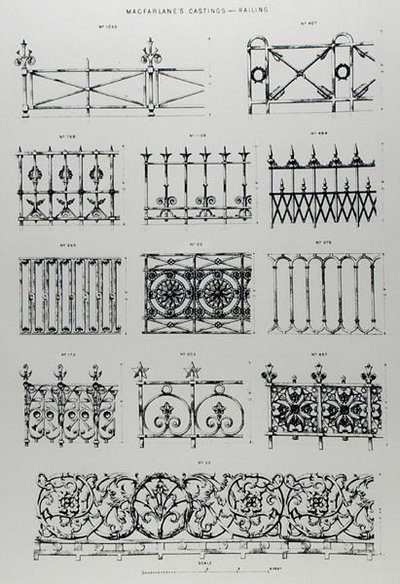 Diseños para barandillas de hierro fundido, de 