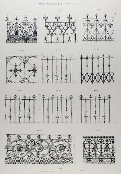 Diseños para barandillas de hierro fundido, de 