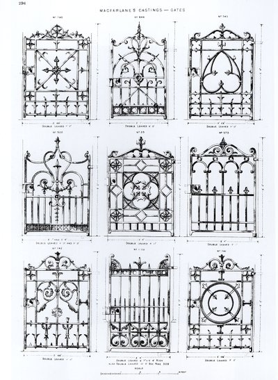 Diseños para barandillas de hierro fundido, de Macfarlanes Castings de English School