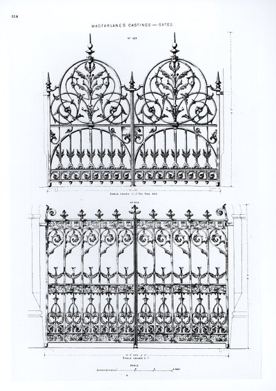 Diseños para barandillas de hierro fundido, de Macfarlanes Castings de English School