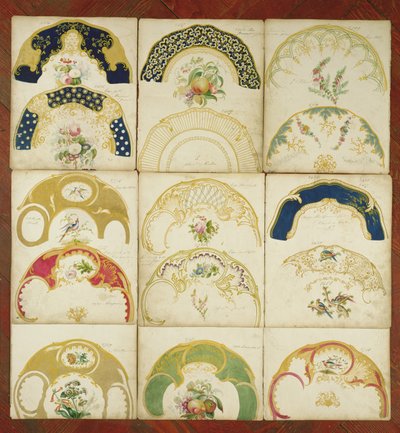 Diseños para platos de porcelana para la fábrica Daniel, Staffordshire, c.1846 de English School