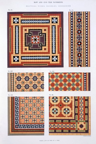 Diseños del Catálogo Comercial de Maw & Sons Tile Pavements de English School