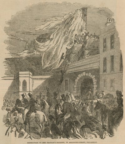 Destrucción del globo de la Sra. Graham en Arlington Street, Piccadilly de English School