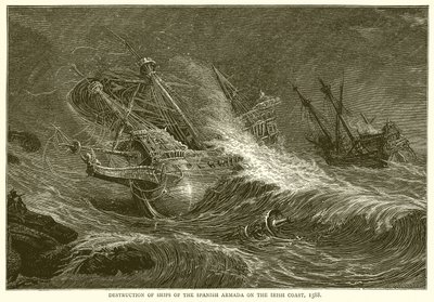 Destrucción de los Barcos de la Armada Española en la Costa Irlandesa, 1588 de English School