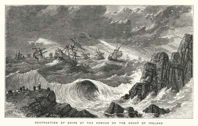 Destrucción de barcos de la Armada en la costa de Irlanda de English School