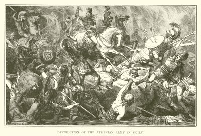 Destrucción del ejército ateniense en Sicilia (grabado) de English School