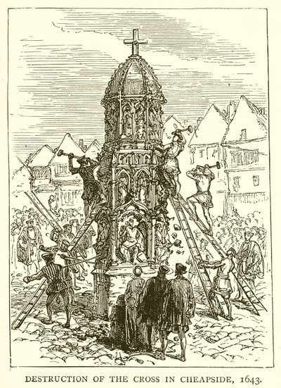 Destrucción de la Cruz en Cheapside, 1643 de English School
