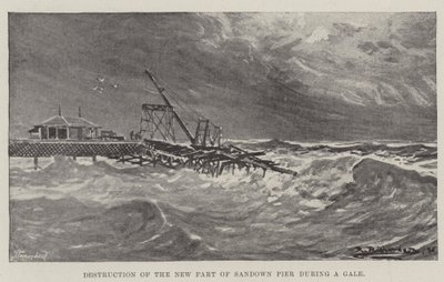 Destrucción de la Nueva Parte del Muelle de Sandown durante un Temporal de English School