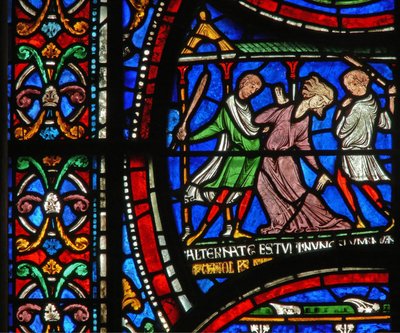 (detalle) de la Ventana del Milagro que representa la historia de Matilde la Loca de Colonia de English School