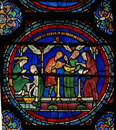 (detalle) de la Ventana del Milagro que representa la curación de Petronilla de English School