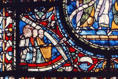 Detalle de la ventana norte del Coro, finales del siglo XII (vidriera) de English School