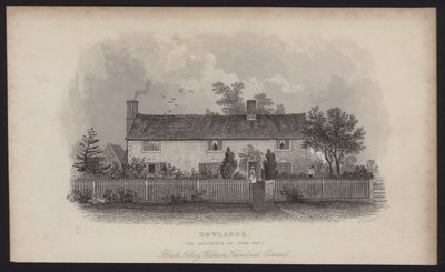 Dewlands, residencia de John Ray, Black Notley, Witham Hundred, Essex (grabado) de English School