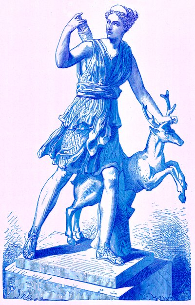 Diana con el ciervo, ilustración de la Historia de Roma de Victor Duruy, publicada en 1884 de English School