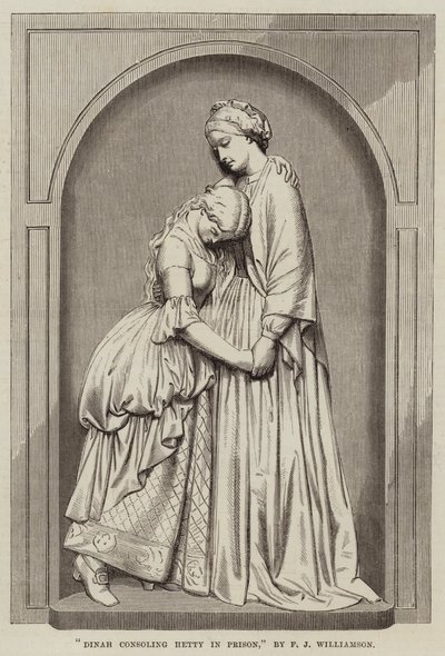Dinah consolando a Hetty en prisión, por F J Williamson de English School