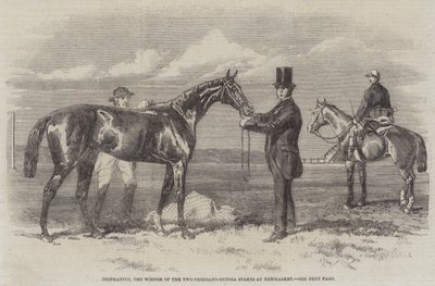 Diophantus, el ganador de las apuestas de dos mil guineas en Newmarket (grabado) de English School