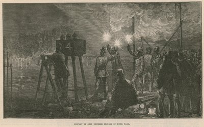 Exhibición de señales de socorro de barcos en Hyde Park, Londres de English School