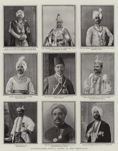 Distinguido invitados indios en la Coronación, ilustración de The Graphic, 28 de junio de 1902 de English School