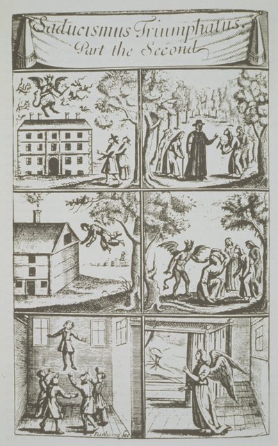 Diversas manifestaciones del Diablo, copia de una ilustración de Sadducismus Triumphatus Parte II, por Joseph Glanvil, Londres 1681, usado en una Historia de la Magia, publicado a finales del siglo XIX de English School