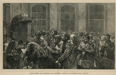 Servicio divino para pastores y ganaderos - un estudio en el Salón Berners, Islington, Londres de English School