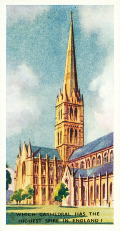 ¿Lo sabe ¿Qué catedral tiene la aguja más alta de Inglaterra (litografía en color) de English School